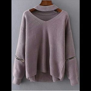 NWOT Light Purple Cut Out Chunky Choker Sweater
